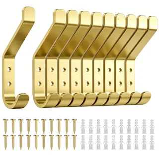 susswiff 10-Stück Garderobenhaken, Kleiderhaken zum Schrauben, Haken für Akustikpaneele, Schlafzimmer, Wohnzimmer, Badezimmer, Wandhaken für Garderobe, Jacken, Hut, Metall,10CM 10er-Pack Türhaken