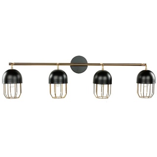 Licht-Erlebnisse Wandlampe Schwarz Gold groß 4x E14 Metall Loft Design