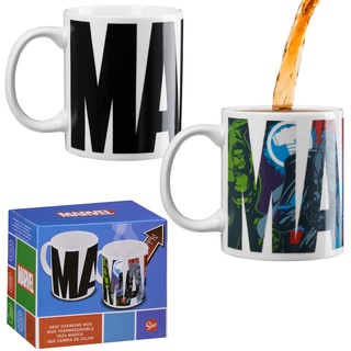 Marvel Tasse Farbwechsel, Kaffee- und Tee Tasse mit Thermoeffekt Farbwechsel, Magic Tasse 30 cl - Offiziell Lizenzierter Fanartikel