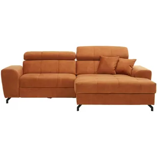 Carryhome Ecksofa , Orange , Textil , Füllung: Schaumstoff , Ottomane rechts, L-Form , 267x181 cm , Stoffauswahl, Liegefunktion, seitenverkehrt erhältlich, Rücken echt , Wohnzimmer, Sofas & Couches, Wohnlandschaften, Ecksofas