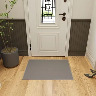 Ottomanson Fußmatte mit Stein-Welcome-Design, strapazierfähig, ganzjährig nutzbar, 67 x 90 cm, Grau