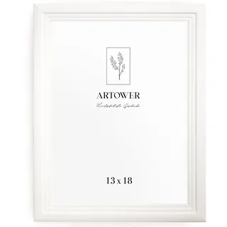 Artower® Bilderrahmen Vintage Weiß Holz Rahmen für 13 x 18 cm | Posterrahmen Groß Collage | Picture Frame Vintage White Wood 13x18 cm | Retro Schmal Bilderrahmen | Weiß Poster Rahmen