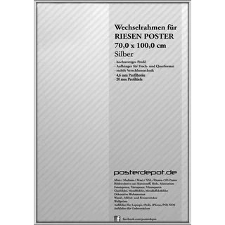 Bilderrahmen in Silber, passend für Riesen Poster (70 x 100 cm), hochwertiges Aluminium-Profil mit Acrylglas-Front