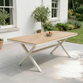 Idimex Gartentisch Isola , Weiß, Naturfarben , Kunststoff, Metall , Mode , 180x76x100 cm , Gartenmöbel, Gartentische