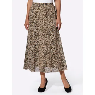 Schlupfrock CLASSIC BASICS, Damen, Gr. 19, beige (beige, schwarz, bedruckt), 100% Polyester, bedruckt, gemustert, mehrfarbig, lang, Röcke Schlupfrock