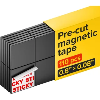 Selbstklebende Magnetplättchen - 1 Band flexible Magnetfolie aus 110 haftstarken Magnet Plättchen (2x2 cm) - Haftmagnete - Alternative zu Magnetfolie, Magnetsreifen, Magnetband und Magnetaufklebern