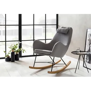 SalesFever Schaukelstuhl Komfortabler 70 x 99 x 100 cm Grau mit Nackenkissen