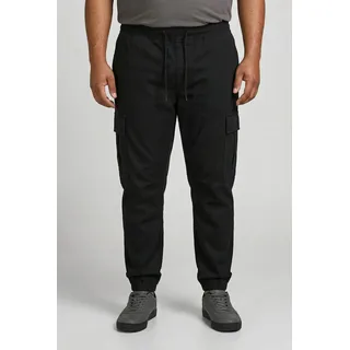 Cargohose "JPSTKANE DYLAN CUFFED CARGO RET PLS", Herren, Gr. 46 (6XL), Länge 34, schwarz, Web, Obermaterial: 98% Baumwolle, 2% Elasthan, JACK & JONES PLUSSIZE, unifarben, relaxed fit lang, Hosen Cargohose, Baumwollmischung, relaxed fit