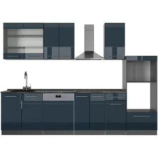 Vicco Küchenzeile Fame-Line 300 cm Dunkelblau Hochglanz