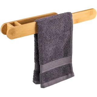 eluno Handtuchhalter, Bambus , Braun , Holz , 38.5x4.5x5.5 cm , Badezimmer, Badezimmerausstattung, Handtuchhalter