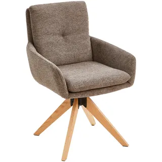 Livetastic Armlehnstuhl , Braun , Holz, Metall, Textil , Eiche , massiv , Füllung: Schaumstoff , konisch , 59x91x64 cm , Holzmöbel, Sitzgelegenheiten Holz, Holzstühle