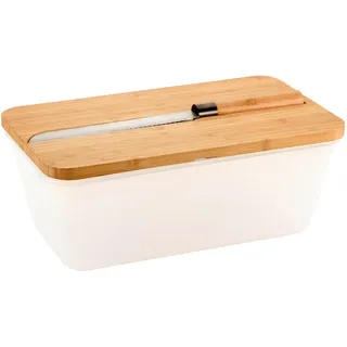 Kesper Brotbox , Hellbraun, Transparent , Holz, Kunststoff , Bambus , rechteckig , 20x15.5x34.8 cm , FSC 100% , Schneidebrett, Brotmesser , Küchenzubehör, Vorratsbehälter, Brotkästen