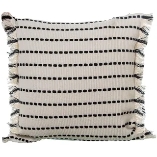 DRW Quadratisches Kissen aus Baumwolle mit Reißverschluss in Schwarz und Weiß, 45 x 10 x 45 cm
