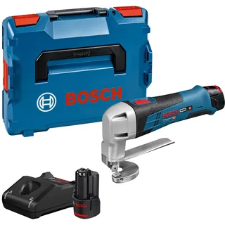 Bosch Akku-Blechschere GSC 12V-13 mit 2 x 2.0 Ah Li-Ion Akku, L-BOXX