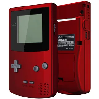 eXtremeRate IPS Ready Upgraded Case&Button für Gameboy Color, DIY-Ersatz Full Hülle Gehäuse Set für Gameboy Color gbc OSD&Reguläres IPS&Standard LCD-Rot(Ohne Konsole & Screen)