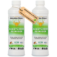 Golden Bull® Kunstleder Reiniger & Kunstleder Pflege 2x500ml [VEGAN - OHNE Chemie] Kunstlederreiniger für Auto, Sofa & Couch Reinigung - Natürliches Kunstleder-Pflegemittel mit Farbauffrischung