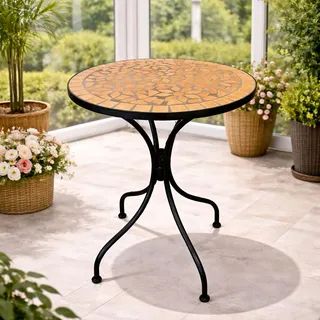 Mosaik Tisch Bistrotisch Gartentisch Balkontisch Ø60cm Terrakotta