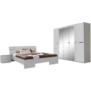 Mid.you Schlafzimmer , Weiß , Holz, Glas, Holzwerkstoff , 3 Fächer , 180x200 cm , BQ - Bündnis für Qualität, Made in Germany, DIN EN ISO 9001 , Schlafzimmer, Komplette Schlafzimmer und Serien, Schlafzimmerserien