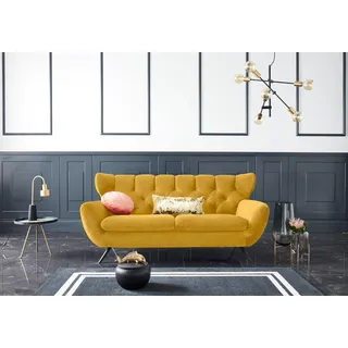 3C Candy 2,5-Sitzer »Beatrice, extravagantes Megasofa, bequem, Küchensofa« mit Rückensteppung im Rautenmuster, in Samt Optik oder in Breitcord, gelb