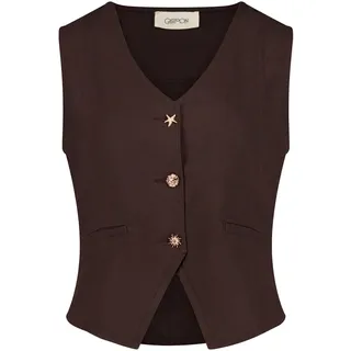 Shirtweste CARTOON "Sommerweste mit Knöpfen", Damen, Gr. 38, braun (dunkelbraun), Obermaterial: 55% Leinen LI. 45% Viskose CV., Westen Shirtweste