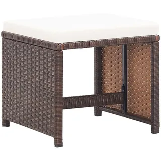 vidaXL Gartenhocker 2 Stk. mit Sitzkissen Poly Rattan Braun - Braun