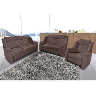 sit&more Polstergarnitur 3-Sitzer + 2-Sitzer + Sessel Kunstleder 3-2-1 Garnitur Braun