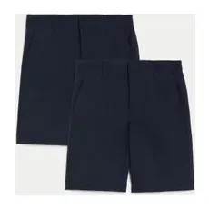M&S Collection 2er-Pack Schulshorts für Jungen mit normalem Bein (2-14 Jahre) - Navy, Navy, 8-9 Jahre