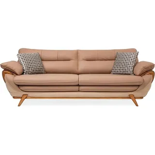 Schlafsofa Couch Dreisitzer Klappsofa Couchen Sofa Bettfunktion Stoff - Beige