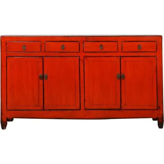 Fine Asianliving Chinesische Kommode chinesisches Sideboard chinesischer Schränke China Möbel Schrank Orientalischer Asiatischer 152x88x40 - Rot