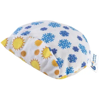 Medi Partners Kirschkernkissen Mikrowelle für Babys 180g rund 15cm Körnerkissen Wärmekissen 100% Baumwolle Öko Natur - Kirschkernkissen Wärme + Kältetherapie Massagetherapie (Schneeflocken/Sonnen)