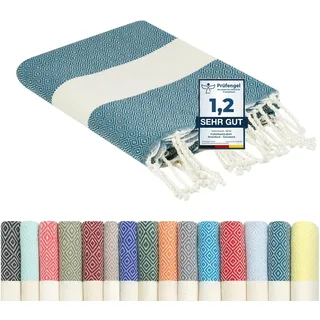 furora Holiday Strandtuch groß 100x200 cm: Baumwolle, leicht lang dünn kompakt - Premium Qualität | Hamamtuch Saunatuch, Fouta Strandhandtuch XXL | Damen & Herren Badetuch Stranddecke Picknickdecke