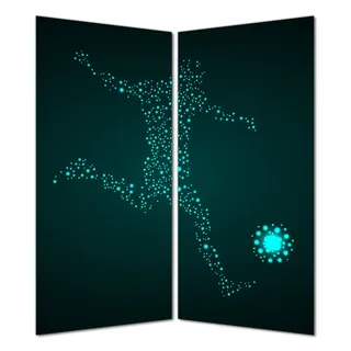 Wallario selbstklebende Duschrückwand 160 x 200 cm mit Motiv Fußball - ein Spieler aus tausend Sternen in türkis - Wandverkleidung mit Hochglanzlaminat in Glasoptik