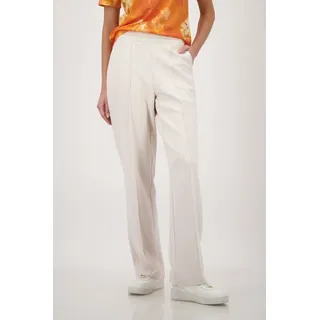 Jogger Pants MONARI "Basic Lurex", Damen, Gr. 42, N-Gr, beige, Web, Obermaterial: 55% Polyester, 38% Viskose, 7% Elasthan. Bündchen: 80% Polyester, 20% Elasthan, unifarben, straight fit lang, Hosen Jogger Pants, elastischer Bund mit Glitzerstreifen, Straight Fit