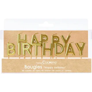 ScrapCooking - Kerzen Happy Birthday Gold – Geburtstagskerzen Gold – 4824, Goldfarben