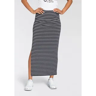 Jerseyrock KANGAROOS, Damen, Gr. 38, blau (marine), Jersey, Obermaterial: 95% Viskose, 5% Elasthan, gestreift, figurbetont knöchellang, Röcke Jerseyrock, mit klassischen Querstreifen, Topseller