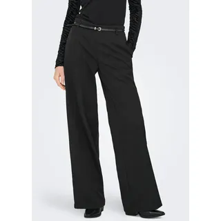 Stoffhose ONLY "ONLMALIKA LIFE MW BELT PANT TLR", Damen, Gr. 34, Länge 32, schwarz, Obermaterial: 92% Polyester, 8% Elasthan, unifarben, loose fit, Hosen Stoffhose