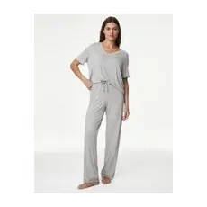 Womens Body by M&S Body SoftTM Lace Trim Pyjama Bottoms - Grey, Grey - XL-REG