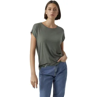 Vero Moda Damen Einfarbiges Stretch T-Shirt Basic Rundhals Top Oberteil Tief Angesetzte Schultern VMAVA, PLAIN SS Ga Jrs Noos 10284468