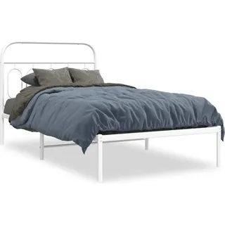 vidaXL Bettgestell mit Kopfteil Metall Weiß 100x200 cm - Weiß