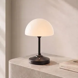 Dawnwake Pilzlampe Tischlampe Kabellos, 5000mAh Touch Dimmbare Akku Tischlampe für Schlafzimmer, Kleine Nachttischlampe Lampe für Schlafzimmer Wohnzimmer, Schwarz