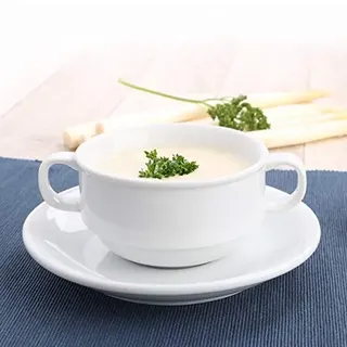 Holst Porzellan TH 025 SET 2 Porzellan Set 2-tlg. Suppentasse/Suppen Obere 0,25 L auf Untere UTA, weiß, 16 x 16 x 6.4 cm 6 Einheiten für 6 Personen