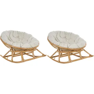 Beliani Schaukelstuhl 110 x 72 x 108 cm Beige mit Kissen
