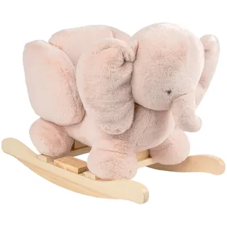 Nattou Schaukeltier, Elefant, Inkl. Sicherheitsgurt, Fröhliches Hin- und Herschaukeln, 100% Polyester, FanFan, Altrosa