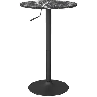 Okwish Bistrotisch 60 cm Höhenverstellbar Schwarz aus Melamin und Stahl , Holzwerkstoff , 60x93.5x60 cm , Esszimmer, Esstische