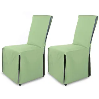 SCHEFFLER-Home Stuhlhusse Mila 2er Set/Festlicher Stuhlbezug mit Schleife für Weihnachten, Hochzeit, Geburtstag/Elegante Bankett-Husse für jeden Anlass und Stuhl/Für Esszimmer, Wohnzimmer/Mintgrün