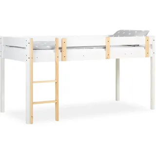 Homestyle4u Hochbett 90/200 cm mit Lattenrost , Weiß , Holz , Babymöbel & Kindermöbel, Kinderzimmer & Jugendzimmer, Kinderbetten, Hochbetten