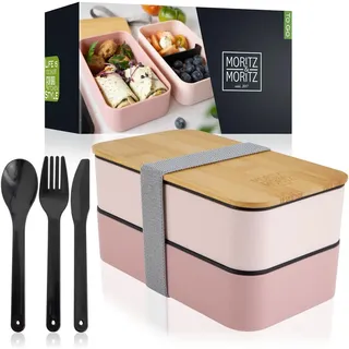 Moritz & Moritz Bento Box Kinder in Pink – Perfekte Lunchbox für Kinder und Erwachsene - Brotdose mit Fächern – Ideal für die Arbeit, Schule und unterwegs