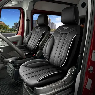 Sitzbezüge Mercedes eSprinter 2023 - heute – Miami schwarz – perfekte Passform (Sitz/Sitz-Komfort Sitz/Komfort Sitz) - Schwarz