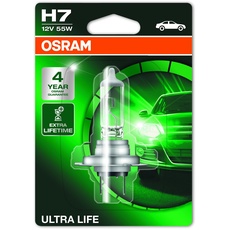 Osram ULTRA LIFE H7, Halogen-Scheinwerferlampe, 64210ULT-01B, Einzelblister (1 Stück)