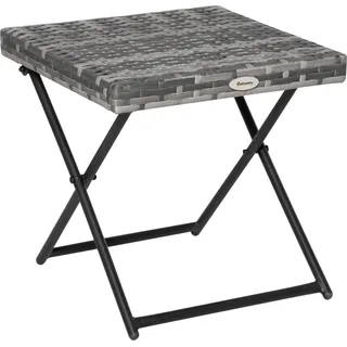 Beistelltisch aus Polyrattan klappbar Kaffeetisch Tablett Balkontisch Gartentisch Teetisch Gartenmöbel Rattantisch für Garten, 40x40x40cm